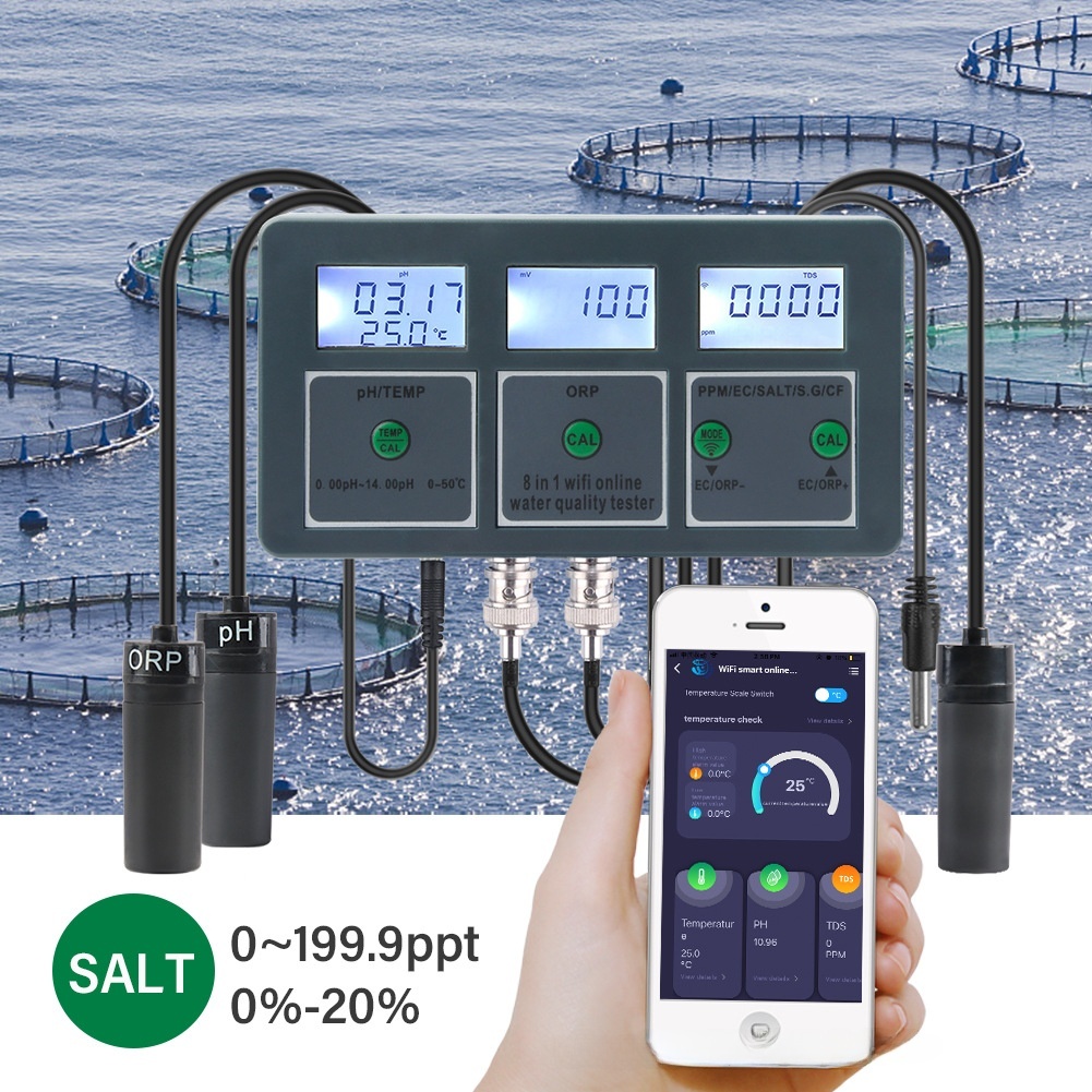 다중 매개변수용 WiFi 수질 테스터 PH ORP 염도 - Marine Aquarium Orp 리뷰 및 가격