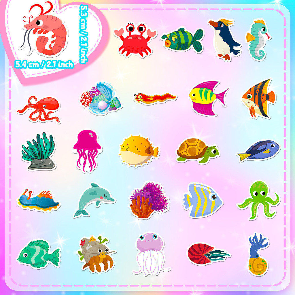 50개 해양 생물 스티커 어린이 장난감용 돌고래 및 상 - Aquarium Marine 리뷰 및 가격